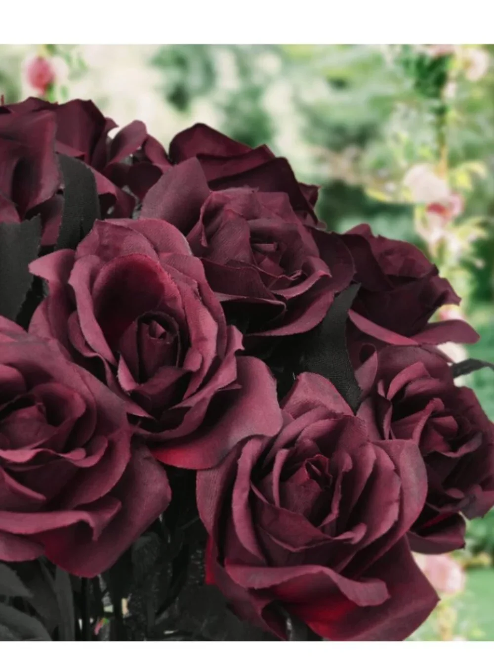 10pc Long Stem Wine Red Silk Roses Flowers Wedding Halloween Fall Table Decor